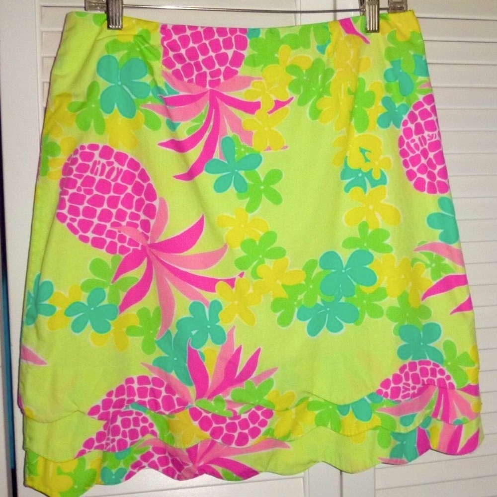 Vintage White tag Lilly Pulitzer Pineapple skirt sz 8